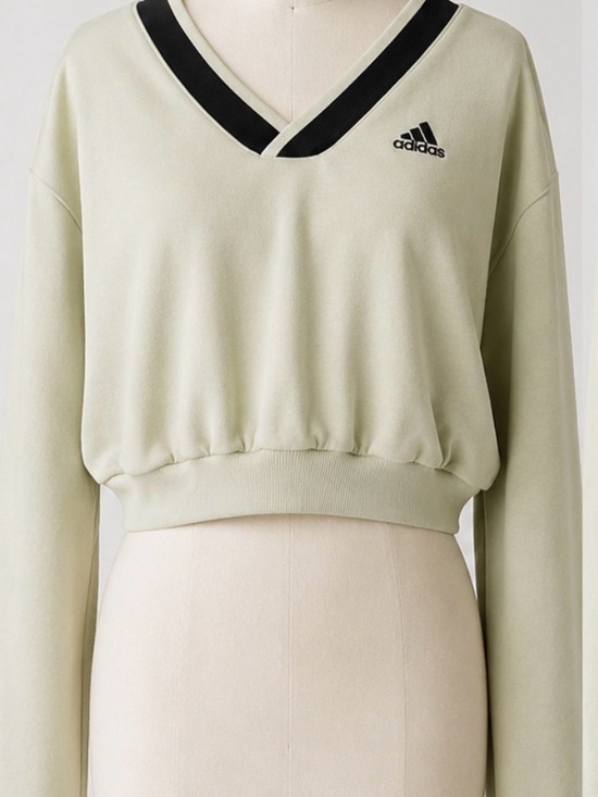 adidas Tops - adidas Cropped V-Neck Sweatshirt with Black Trim